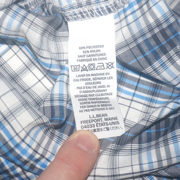 LL Bean Men's Plaid Long Sleeve Button-Up Shirt Size: XL - Blue/Gray/White - Picture 5 of 5